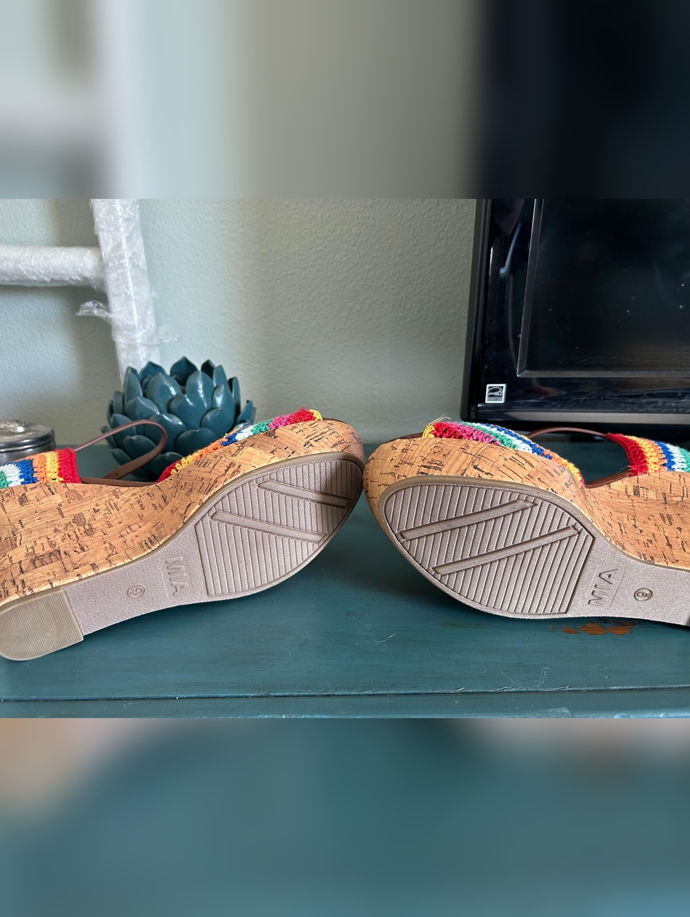MIA Rainbow Crochet Cork Wedge Sandals - Multicolor - Picture 9 of 10